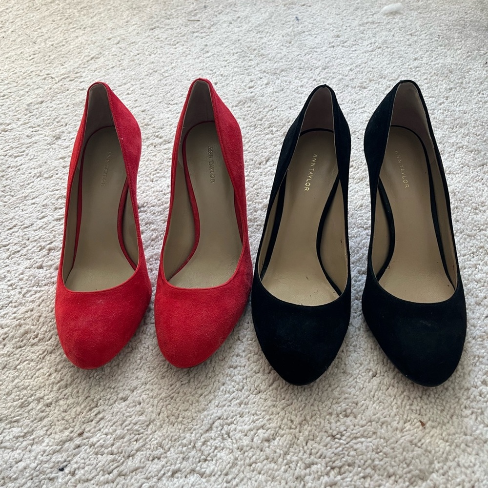 Two pairs Ann Taylor barely used suede heels 7.5